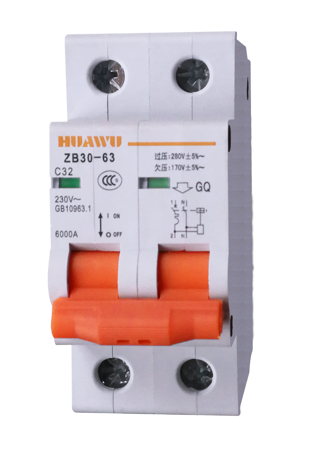 ZB30-63/2GY(QY\GY)帶過壓(欠壓、過欠壓)保護(hù)小型斷路器